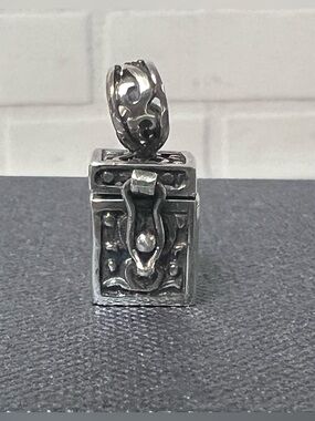 Pandora Prayer Box Charm Hinged Opens Treasure Chest Locket .925